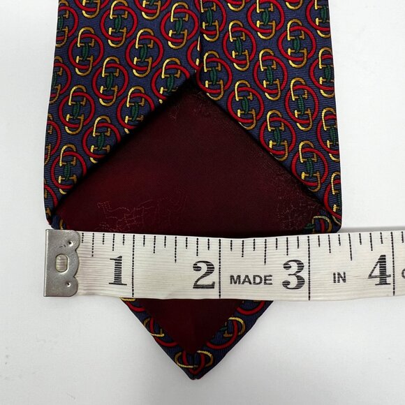 Vintage Burberrys Burberry 100% Silk Neck Tie Horsebit Pattern Blue - Picture 6 of 6